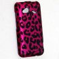 Hard Plastic Rubberized Snap On Design Case for HTC Droid Incredible 4G (Verizon) - Hot Pink Leopard