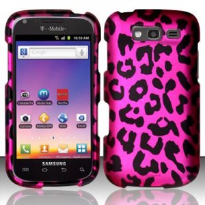 Hard Plastic Snap On Rubberized Design Case for Samsung Galaxy S Blaze 4G - Hot Pink Leopard