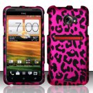Hard Plastic Rubberized Snap On Design Case for HTC Evo 4G LTE (Sprint) - Hot Pink Leopard