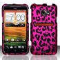 Hard Plastic Rubberized Snap On Design Case for HTC Evo 4G LTE (Sprint) - Hot Pink Leopard