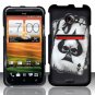 Hard Plastic Rubberized Snap On Design Case for HTC Evo 4G LTE (Sprint) - Ace of Spade Skull