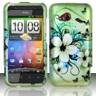 Hard Plastic Rubberized Design Case for HTC Droid Incredible 4G (Verizon) - Flowers & Butterfly