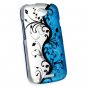 Hard Plastic Rubberized Snap On Design Case for HTC One S/Ville (T-Mobile) - Silver & Blue Vines