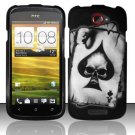 Hard Plastic Rubberized Snap On Design Case for HTC One S/Ville (T-Mobile) - Ace of Spade Skull