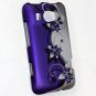 Hard Plastic Rubberized Snap On Design Case for HTC Titan II (AT&T) - Silver & Purple Vines