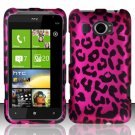 Hard Plastic Rubberized Snap On Design Case for HTC Titan II (AT&T) - Hot Pink Leopard