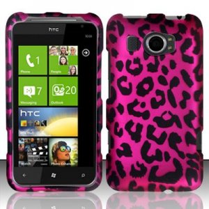 Hard Plastic Rubberized Snap On Design Case for HTC Titan II (AT&T) - Hot Pink Leopard