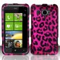 Hard Plastic Rubberized Snap On Design Case for HTC Titan II (AT&T) - Hot Pink Leopard