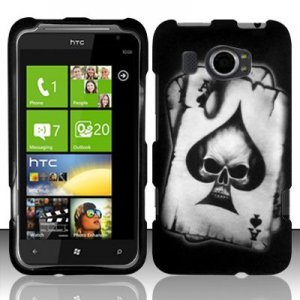Hard Plastic Rubberized Snap On Design Case for HTC Titan II (AT&T) - Ace of Spade Skull