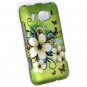 Hard Plastic Rubberized Snap On Design Case for HTC Titan II (AT&T) - Green Flowers & Butterfly
