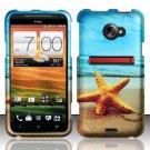 Hard Plastic Rubberized Snap On Design Case for HTC Evo 4G LTE (Sprint) - Starfish