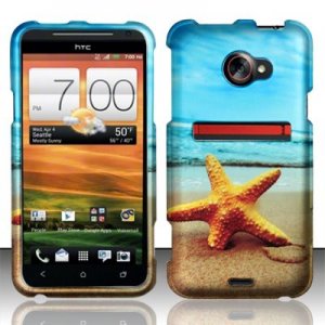 Hard Plastic Rubberized Snap On Design Case for HTC Evo 4G LTE (Sprint) - Starfish