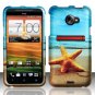 Hard Plastic Rubberized Snap On Design Case for HTC Evo 4G LTE (Sprint) - Starfish