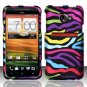 Hard Plastic Rubberized Snap On Design Case for HTC Evo 4G LTE (Sprint) - Rainbow Zebra
