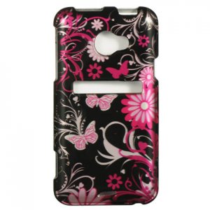 Hard Plastic Snap On Design Cover Case for HTC Evo 4G LTE (Sprint) - Pink Butterfly