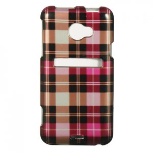 Hard Plastic Snap On Design Cover Case for HTC Evo 4G LTE (Sprint) - Hot Pink Check