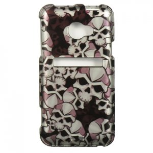 Hard Plastic Snap On Design Cover Case for HTC Evo 4G LTE (Sprint) - Black Skulls