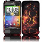 Hard Plastic Rubberized Design Case for HTC Droid Incredible 4G (Verizon) - Gold Hearts