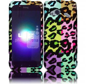 Hard Plastic Rubberized Design Case for HTC Droid Incredible 4G (Verizon) - Colorful Leopard