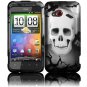 Hard Plastic Rubberized Design Case for HTC Droid Incredible 4G (Verizon) - White Skull