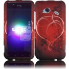 Hard Plastic Rubberized Design Case for HTC Droid Incredible 4G (Verizon) - Red Heart Swirl