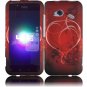 Hard Plastic Rubberized Design Case for HTC Droid Incredible 4G (Verizon) - Red Heart Swirl