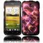 Hard Plastic Rubberized Snap On Design Case for HTC One S/Ville (T-Mobile) - Rainbow Hearts