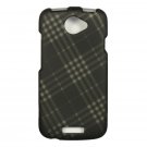 Hard Plastic Rubberized Snap On Design Case for HTC One S/Ville (T-Mobile) - Smoke Diagonal Check