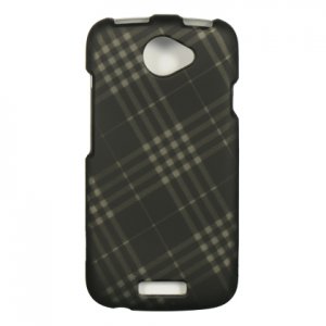 Hard Plastic Rubberized Snap On Design Case for HTC One S/Ville (T-Mobile) - Smoke Diagonal Check