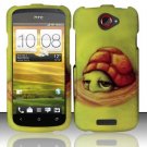 Hard Plastic Rubberized Snap On Design Case for HTC One S/Ville (T-Mobile) - Floating Turtle