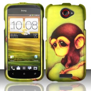 Hard Plastic Rubberized Snap On Design Case for HTC One S/Ville (T-Mobile) - Sitting Monkey