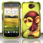 Hard Plastic Rubberized Snap On Design Case for HTC One S/Ville (T-Mobile) - Sitting Monkey
