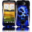 Hard Plastic Snap On Design Case Cover for HTC One S/Ville (T-Mobile) - Blue Skull