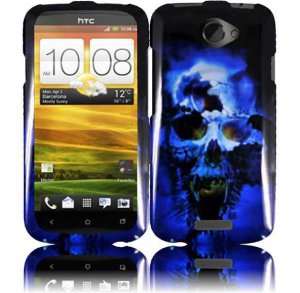 Hard Plastic Snap On Design Case Cover for HTC One S/Ville (T-Mobile) - Blue Skull