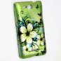Hard Plastic 2-Piece Rubberized Snap On Design Case for LG Lucid 4G - Green Flowers Butterfly