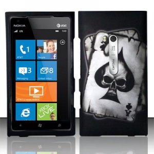 Hard Plastic Rubberized Snap On Design Case for Nokia Lumia 900 (AT&T) &acirc;�� Ace of Spade Skull