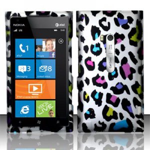 Hard Plastic Rubberized Snap On Design Case for Nokia Lumia 900 (AT&T) &acirc;�� Rainbow Leopard