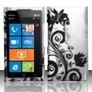 Hard Plastic Rubberized Snap On Design Case for Nokia Lumia 900 (AT&T) – Silver and Black Vines