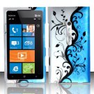 Hard Plastic Rubberized Snap On Design Case for Nokia Lumia 900 (AT&T) – Silver and Blue Vines