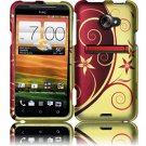 Hard Plastic Rubberized Snap On Design Case for HTC Evo 4G LTE (Sprint) - Elegance Swirl