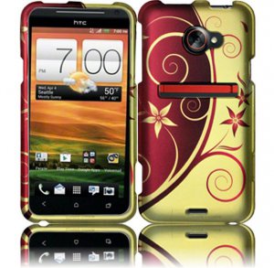 Hard Plastic Rubberized Snap On Design Case for HTC Evo 4G LTE (Sprint) - Elegance Swirl