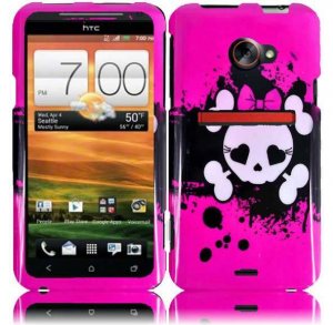 Hard Plastic Snap On Design Cover Case for HTC Evo 4G LTE (Sprint) - Girly's Skull