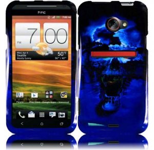 Hard Plastic Snap On Design Cover Case for HTC Evo 4G LTE (Sprint) - Blue Skull