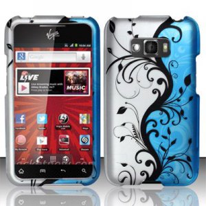 Hard Plastic Rubberized Design Case for LG Optimus Elite (Sprint/Virgin Mobile) &acirc;�� Blue Vines