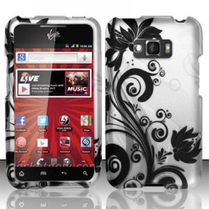 Hard Plastic Rubberized Design Case for LG Optimus Elite (Sprint/Virgin Mobile) &acirc;�� Black Vines