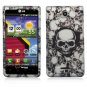 Hard Plastic 2-Piece Rubberized Snap On Design Case for LG Lucid 4G - White Skulls