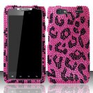 Hard Plastic Bling Rhinestone Design Case for Motorola Droid RAZR Maxx XT916 - Hot Pink Leopard