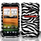 Hard Plastic Rubberized Snap On Design Case for HTC Evo 4G LTE (Sprint) - Silver and Black Zebra
