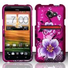 Hard Plastic Rubberized Snap On Design Case for HTC Evo 4G LTE (Sprint) - Hibiscus Flowers