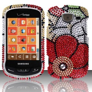 Hard Plastic Bling Rhinestone Design Case for Samsung Brightside U380 - Fall Flowers